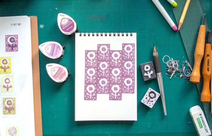 floral design for block printing