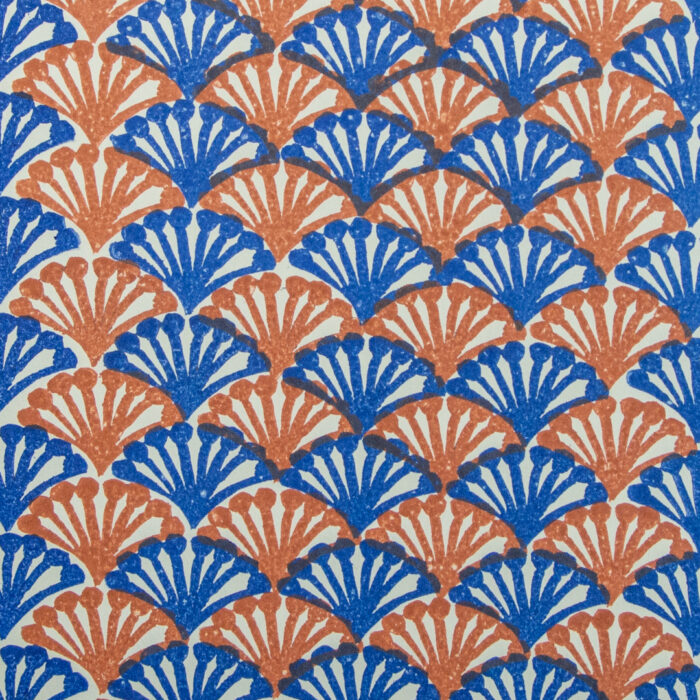 a block printed pattern in two colours